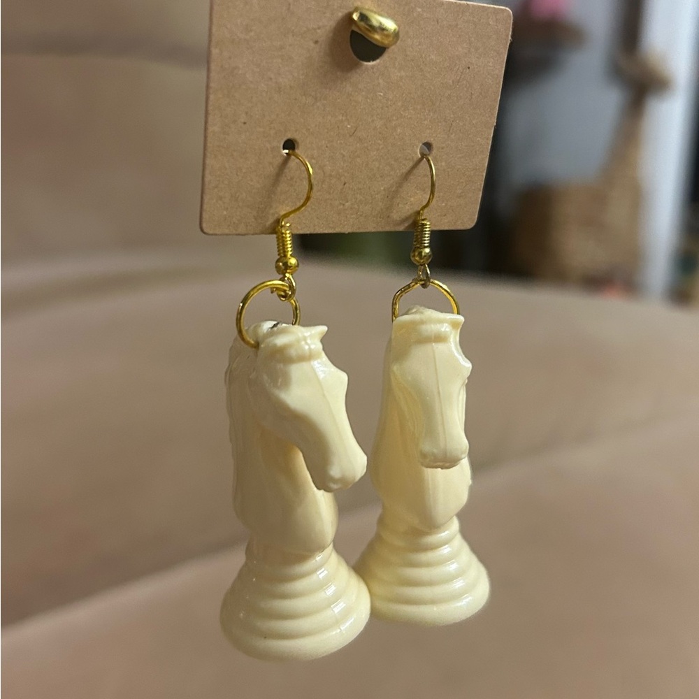 Chess Piece Plastic Dangle Earrings